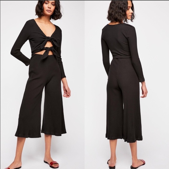 NWT Free People LOOK AT ME Jumpsuit, Black/Yellow - Picture 5 of 6